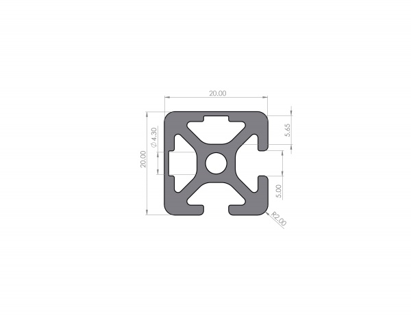 Aluminum profile 20x20 groove 5 I-type 2N90 Black